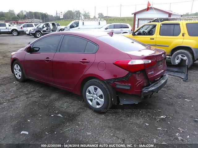 KNAFK4A65G5552005 - 2016 KIA FORTE LX RED photo 3