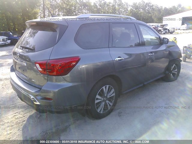 5N1DR2MM5HC686123 - 2017 NISSAN PATHFINDER S/SV/SL/PLATINUM GRAY photo 4