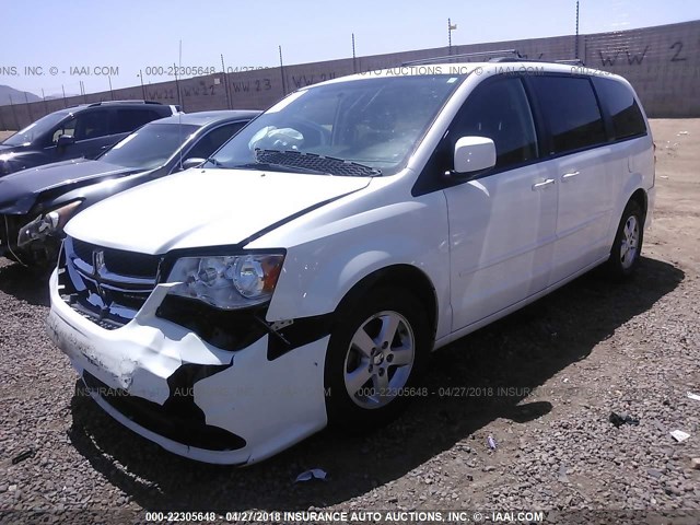 2C4RDGCG9CR112321 - 2012 DODGE GRAND CARAVAN SXT WHITE photo 2