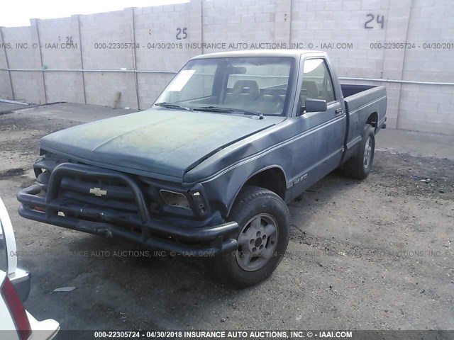 1GCCT14Z5P8121721 - 1993 CHEVROLET S TRUCK S10 GREEN photo 2