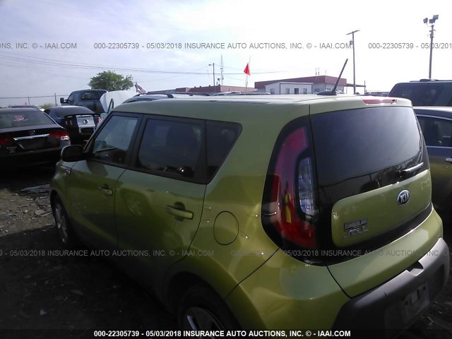 KNDJN2A24F7755007 - 2015 KIA SOUL GREEN photo 3