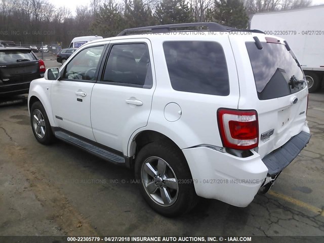 1FMCU94178KD07668 - 2008 FORD ESCAPE LIMITED WHITE photo 3