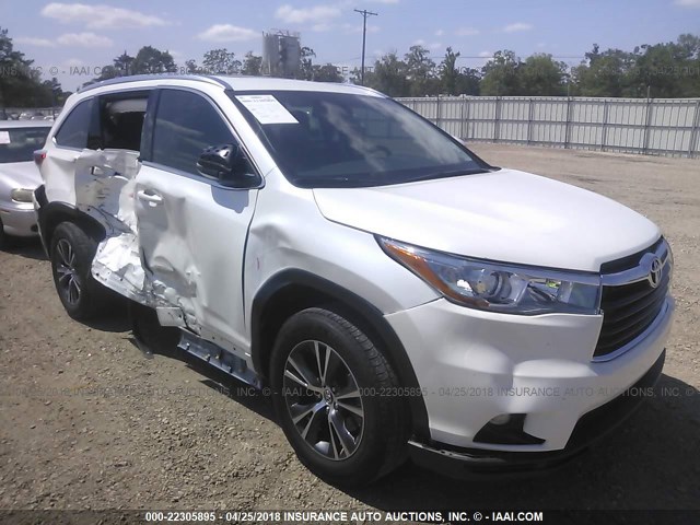 5TDKKRFH3GS174060 - 2016 TOYOTA HIGHLANDER XLE WHITE photo 1