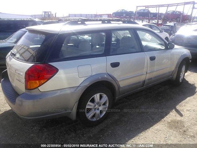 4S4BP61C657338996 - 2005 SUBARU LEGACY OUTBACK 2.5I GRAY photo 4