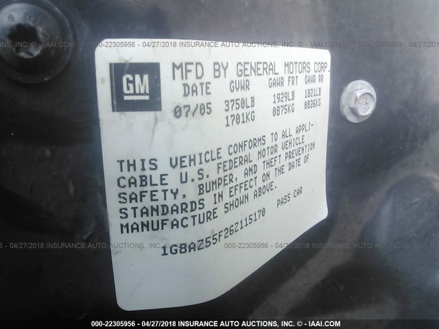 1G8AZ55F26Z115170 - 2006 SATURN ION LEVEL 2 Boz foto 9
