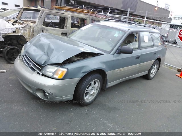 4S3BH6653Y7636258 - 2000 SUBARU LEGACY OUTBACK GREEN photo 2