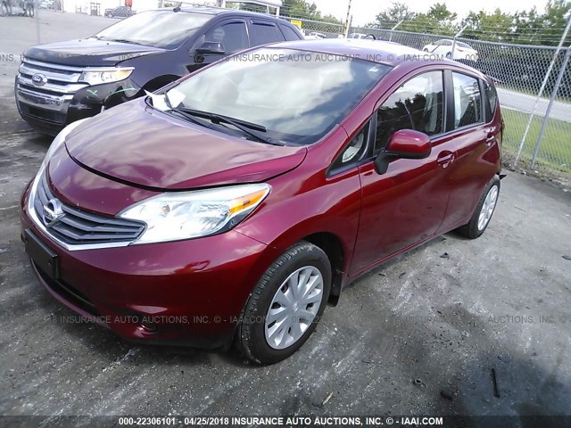 3N1CE2CP8EL376767 - 2014 NISSAN VERSA NOTE S/S PLUS/SV/SL RED photo 2