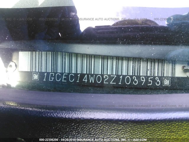 1GCEC14W02Z103953 - 2002 CHEVROLET SILVERADO C1500 GREEN photo 9