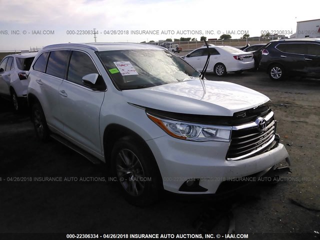 5TDKKRFH8ES007870 - 2014 TOYOTA HIGHLANDER XLE WHITE photo 1