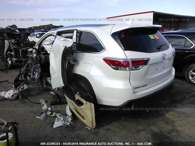 5TDKKRFH8ES007870 - 2014 TOYOTA HIGHLANDER XLE WHITE photo 3