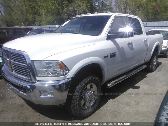 3C6TD5FT5CG266427 - 2012 DODGE RAM 2500 LARAMIE WHITE photo 2