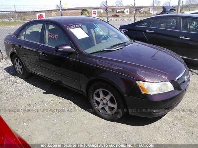 5NPEU46F46H085904 - 2006 HYUNDAI SONATA GLS/LX PURPLE photo 1