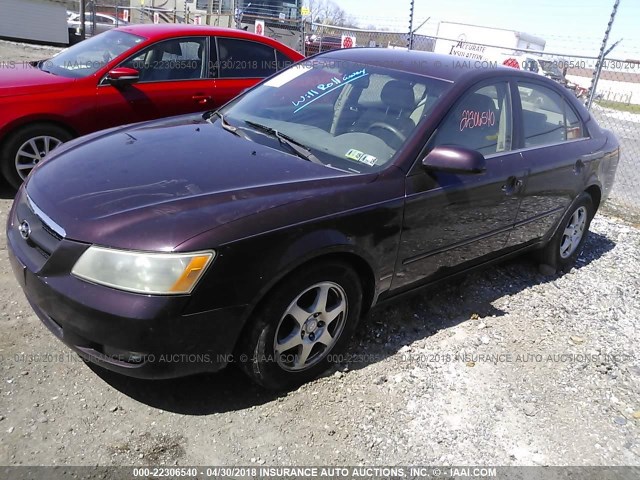 5NPEU46F46H085904 - 2006 HYUNDAI SONATA GLS/LX PURPLE photo 2