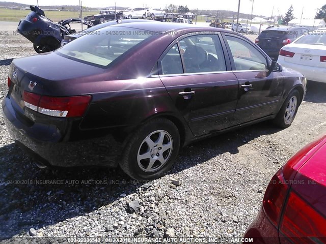 5NPEU46F46H085904 - 2006 HYUNDAI SONATA GLS/LX PURPLE photo 4