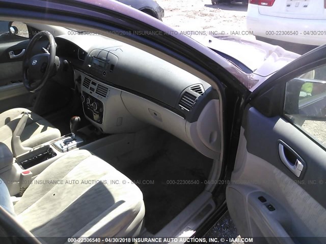 5NPEU46F46H085904 - 2006 HYUNDAI SONATA GLS/LX PURPLE photo 5