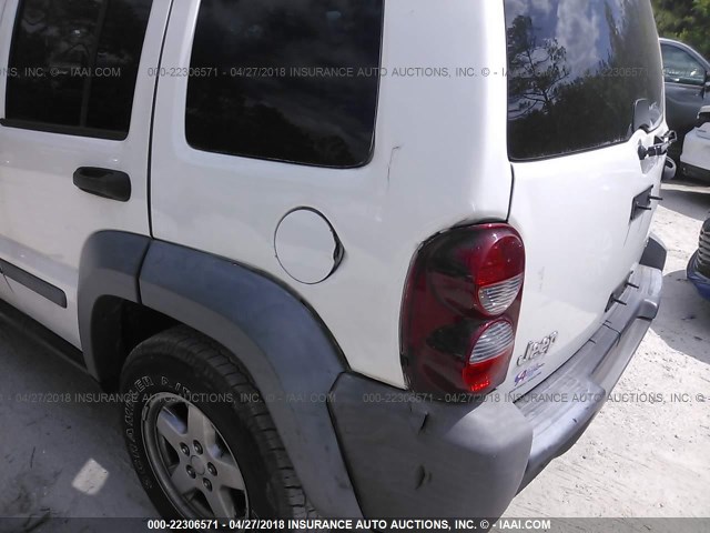 1J4GK48K16W123196 - 2006 JEEP LIBERTY SPORT 白色 照片 6