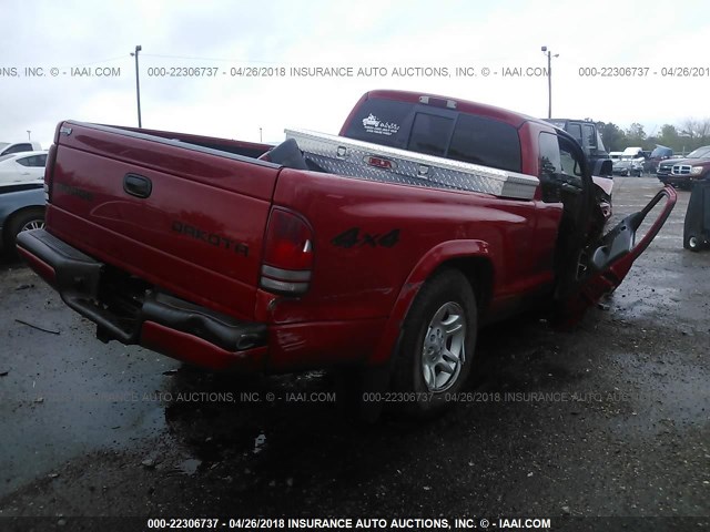 1D7HG32N73S267238 - 2003 DODGE DAKOTA SPORT RED photo 4