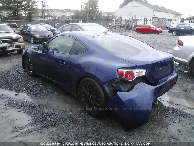 JF1ZNAA14D1722051 - 2013 TOYOTA SCION FR-S BLUE photo 3