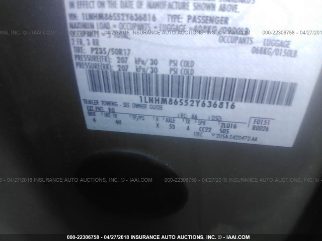 1LNHM86S52Y636816 - 2002 LINCOLN LS 香槟色 照片 9