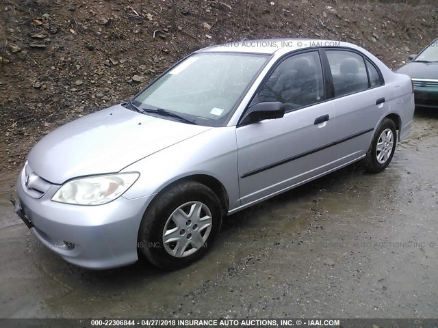2HGES16354H622555 - 2004 HONDA CIVIC DX VP ვერცხლისფერი ფოტო 2