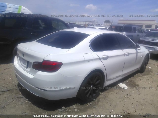 WBAXH5C53DD107471 - 2013 BMW 528 XI WHITE photo 4