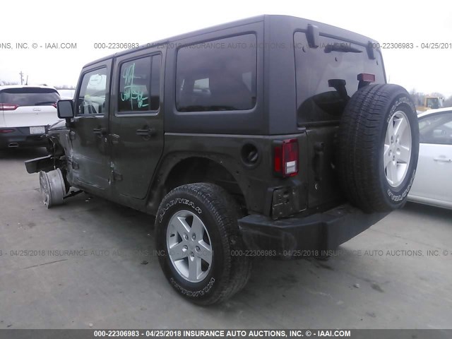 1C4BJWDG8FL697005 - 2015 JEEP WRANGLER UNLIMITE SPORT GREEN photo 3