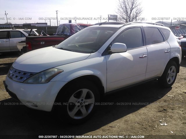 JN8AZ08W55W424124 - 2005 NISSAN MURANO SL/SE/S WHITE photo 2