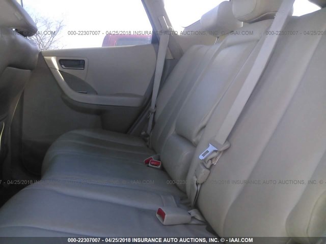 JN8AZ08W55W424124 - 2005 NISSAN MURANO SL/SE/S WHITE photo 8