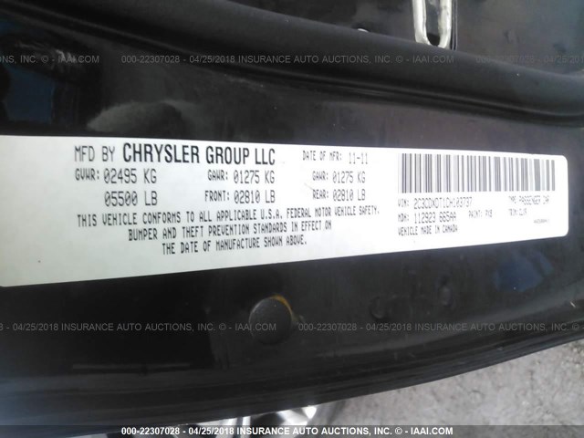 2C3CDXDT1CH103737 - 2012 DODGE CHARGER R/T BLACK photo 9