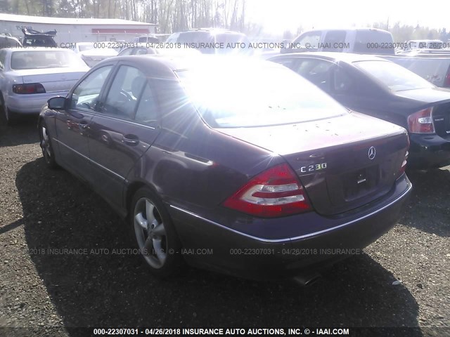 WDBRF52H36F823483 - 2006 MERCEDES-BENZ C GENERATION 2006 230 BURGUNDY photo 3