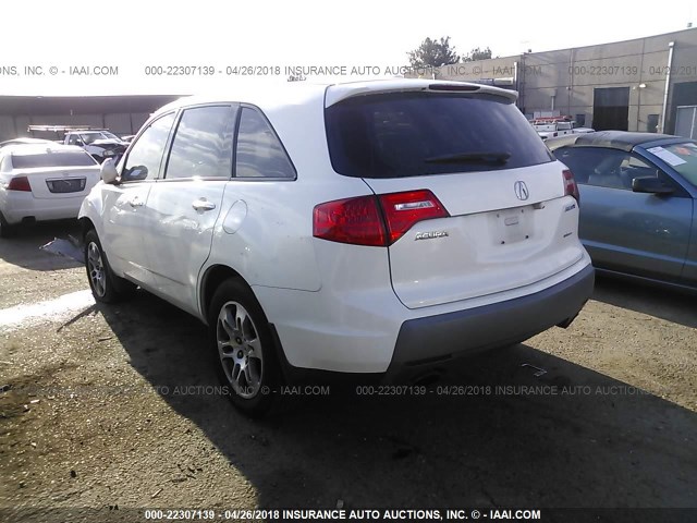 2HNYD28477H525034 - 2007 ACURA MDX TECHNOLOGY WHITE photo 3