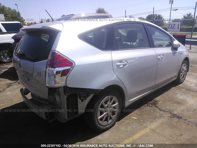 JTDZN3EU0FJ038434 - 2015 TOYOTA PRIUS V SILVER photo 4