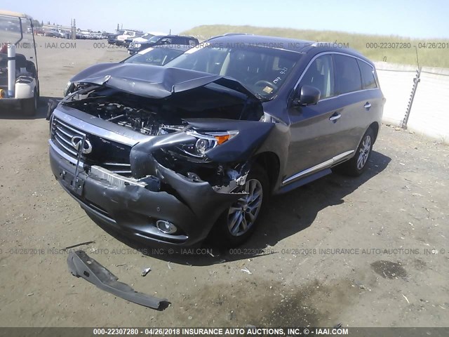 5N1AL0MN8DC352602 - 2013 INFINITI JX35 GRAY photo 2