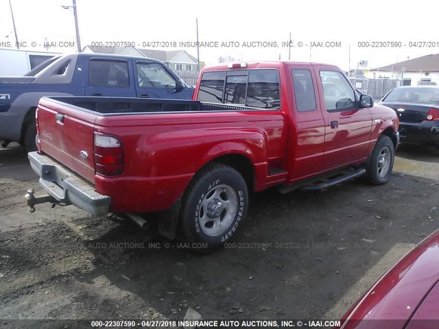 1FTZR15E22PA73453 - 2002 FORD RANGER SUPER CAB RED photo 4