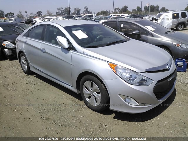 KMHEC4A43EA110155 - 2014 HYUNDAI SONATA HYBRID SILVER photo 1