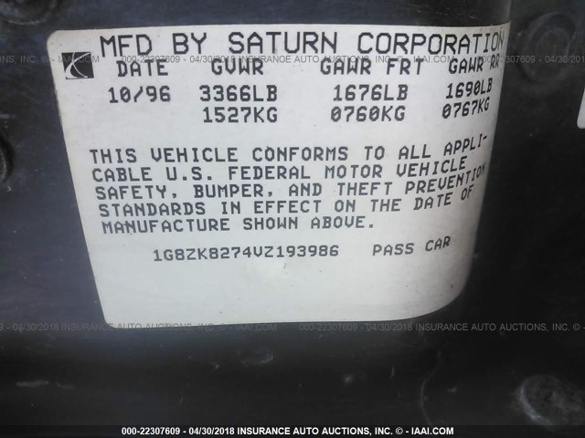 1G8ZK8274VZ193986 - 1997 SATURN SW2 RED photo 9