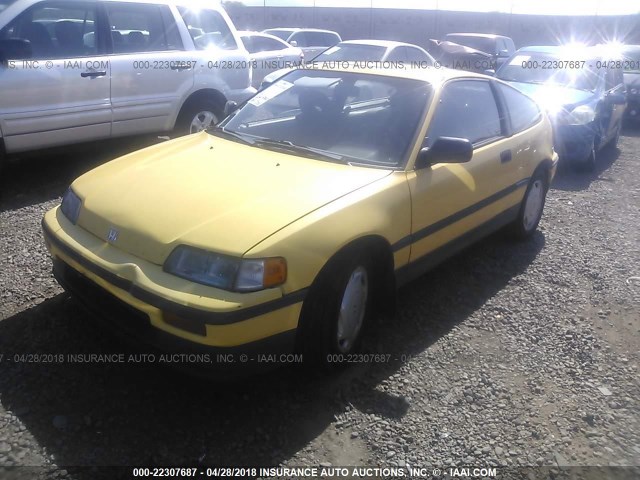 JHMED9364KS000930 - 1989 HONDA CIVIC 1500 CRX SI YELLOW photo 2