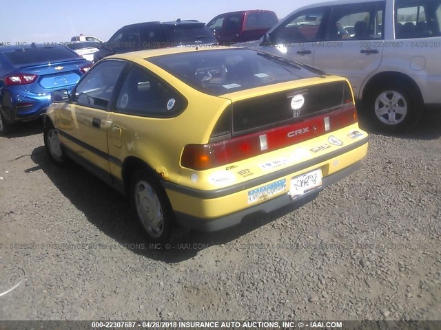 JHMED9364KS000930 - 1989 HONDA CIVIC 1500 CRX SI YELLOW photo 3