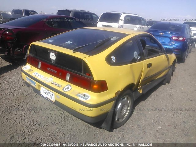 JHMED9364KS000930 - 1989 HONDA CIVIC 1500 CRX SI YELLOW photo 4