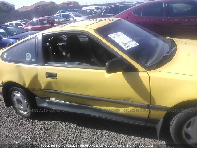 JHMED9364KS000930 - 1989 HONDA CIVIC 1500 CRX SI YELLOW photo 6