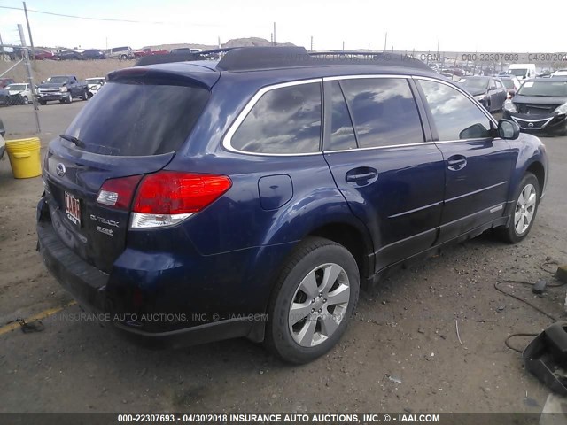 4S4BRBCC6B3399896 - 2011 SUBARU OUTBACK 2.5I PREMIUM BLUE photo 4