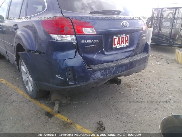 4S4BRBCC6B3399896 - 2011 SUBARU OUTBACK 2.5I PREMIUM BLUE photo 6