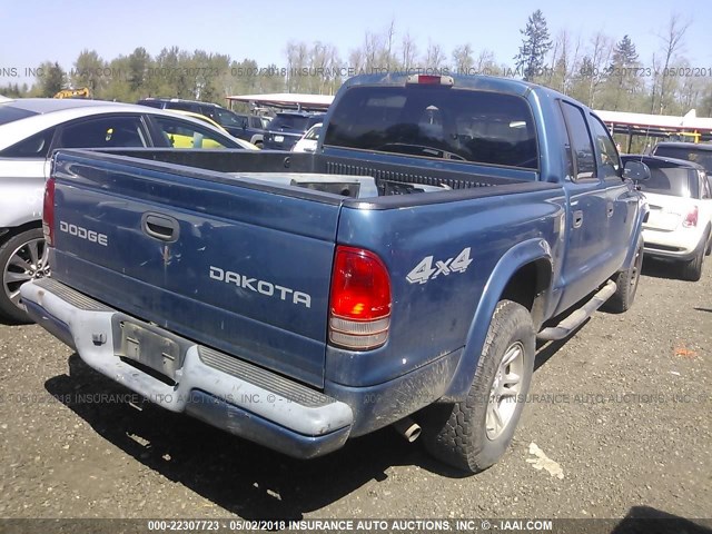 1D7HG38N53S249599 - 2003 DODGE DAKOTA QUAD SPORT BLUE photo 4