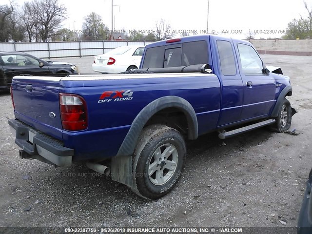 1FTZR45E75PA30295 - 2005 FORD RANGER SUPER CAB BLUE photo 4