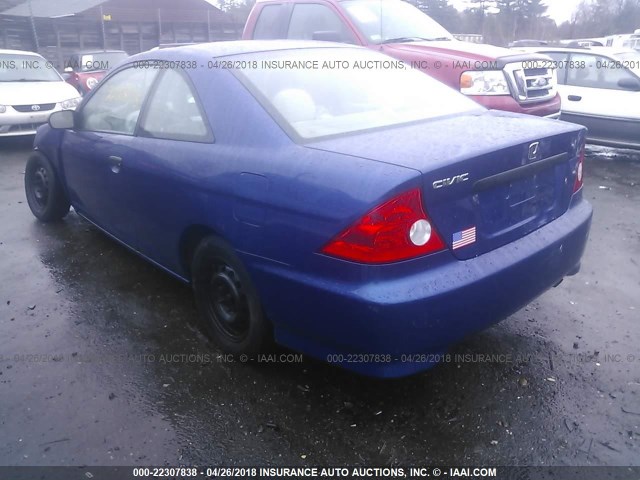 1HGEM22325L029195 - 2005 HONDA CIVIC DX VP BLUE photo 3