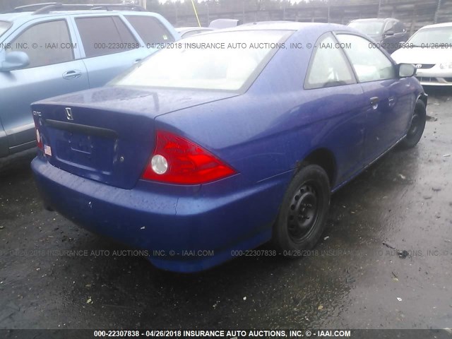 1HGEM22325L029195 - 2005 HONDA CIVIC DX VP BLUE photo 4