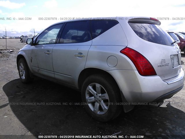 JN8AZ08W47W628626 - 2007 NISSAN MURANO SL/SE/S SILVER photo 3