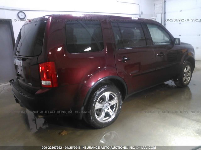 5FNYF4H77CB030614 - 2012 HONDA PILOT EXLN BURGUNDY photo 4