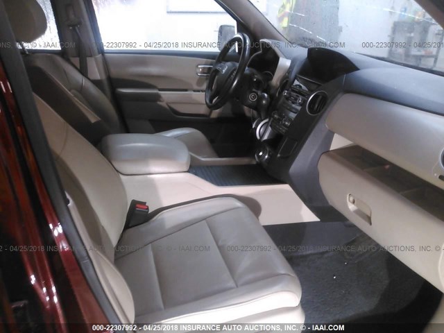 5FNYF4H77CB030614 - 2012 HONDA PILOT EXLN BURGUNDY photo 5