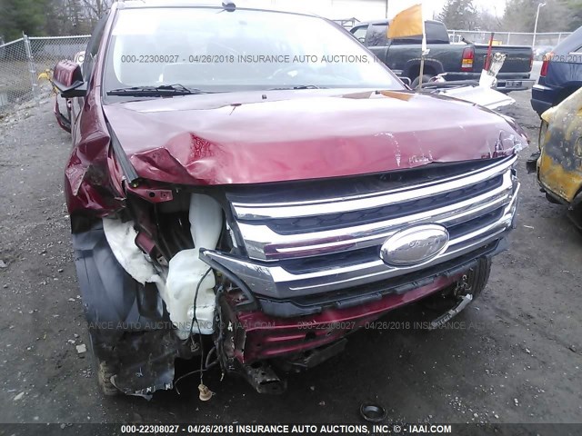 2FMDK4KC0DBE03664 - 2013 FORD EDGE LIMITED MAROON photo 6